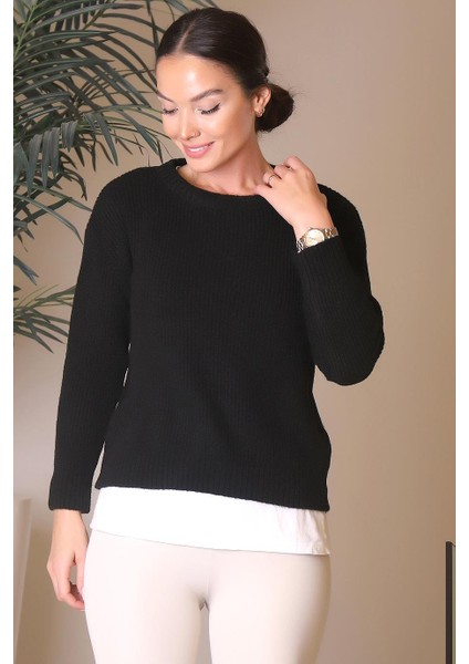 Bisiklet Yaka Siyah Triko Kadın Kazak 6120-2K4 fiyatları