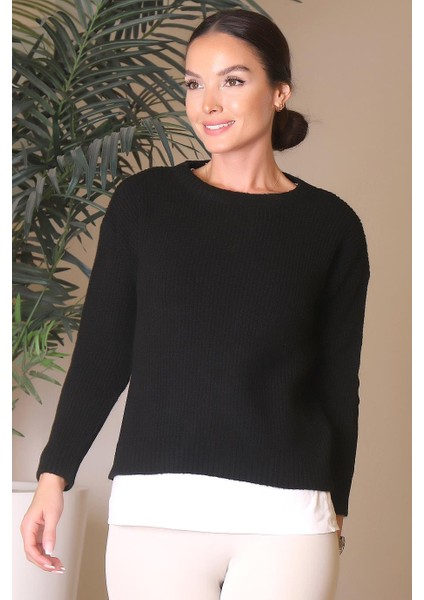 Bisiklet Yaka Siyah Triko Kadın Kazak 6120-2K4 modelleri