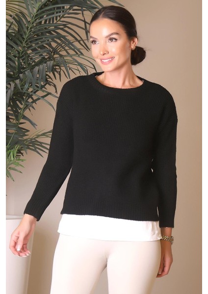 Bisiklet Yaka Siyah Triko Kadın Kazak 6120-2K4 fırsatları