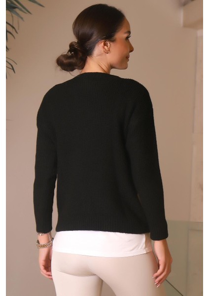 Bisiklet Yaka Siyah Triko Kadın Kazak 6120-2K4 indirimleri