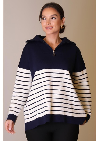 Yakası Fermuarlı Uzun Kollu Laci Kadın Kazak 5221-2K5 fırsatları