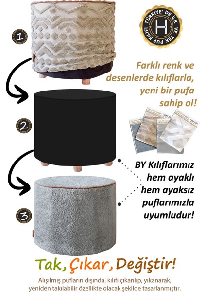 Yıkanabilir Puf Tabure Kılıfı Tak-Çıkar-Değiştir-Yenile Orta Sehpa Kılıfı By Zigzag Natural modelleri