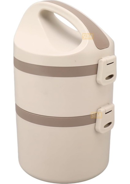 Bento 1800ML Lunchbox 2 Katlı 4-6 Saat Sıcak/soğuk Termos Özellikli Çelik Sefer Tası Yemek Kutusu