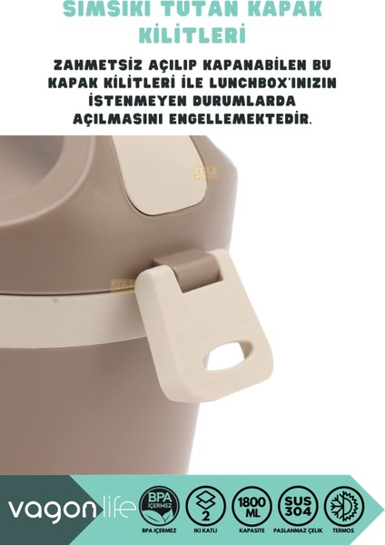 Bento 1800ML Lunchbox 2 Katlı 4-6 Saat Sıcak/soğuk Termos Özellikli Çelik Sefer Tası Yemek Kutusu fiyatları