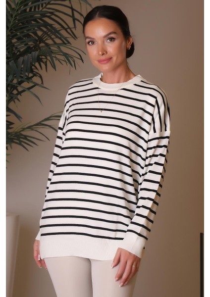 V Yaka Gri Uzun Kollu Kadın Kazak 0480-2K4