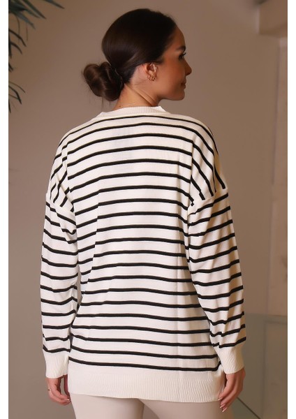 V Yaka Gri Uzun Kollu Kadın Kazak 0480-2K4 indirimleri