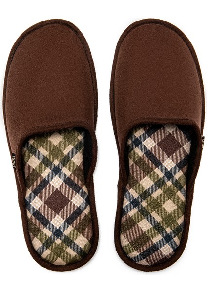 Ekose Erkek Ev Terliği Kahverengi 41/46