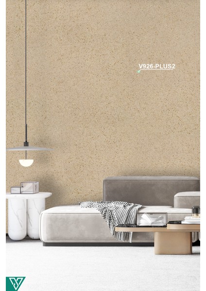 Isı ve Ses Yalıtımlı Sürülen Altın Mineral Taşlı Krem Duvar Kağıdı | V926-PLUS2 | 1,5 kg | 5m²