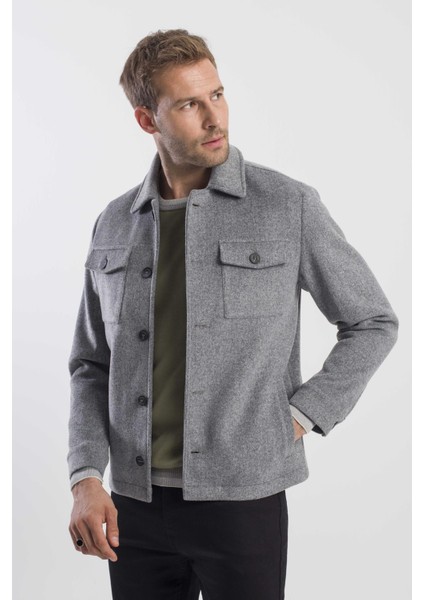 Gri Comfort Fit Bebe Yaka Yünlü Mont fiyatları