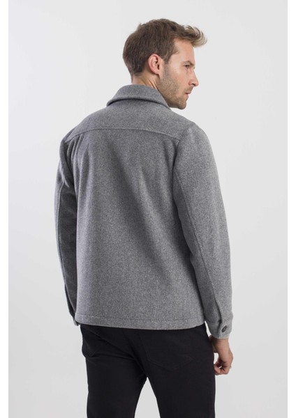 Gri Comfort Fit Bebe Yaka Yünlü Mont fırsatları