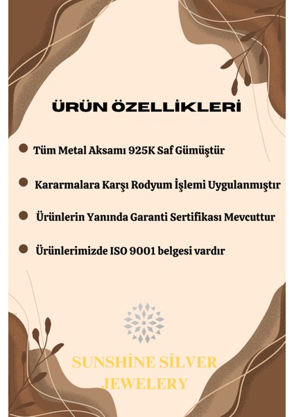 925 Ayar Rodyum Kaplamalı  Zirkon Taşlı , Çiçek Tasarım Gümüş Kolye