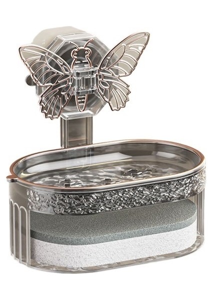 Kelebek Vantuzlu Sabunluk Duvara Monte Yumruksuz Sabunluk (Yurt Dışından)