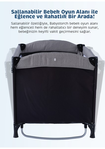 - Sallanabilir Anne Yanı Park Yatak ve Oyun Parkı Full Set - Siyah/Gri