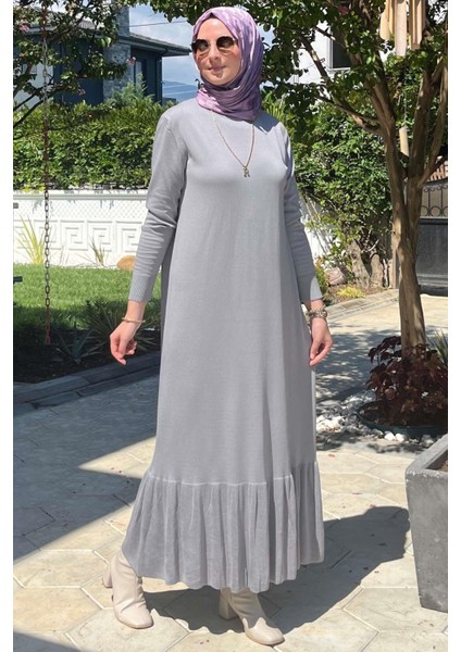 Rüya Gri Triko Elbise