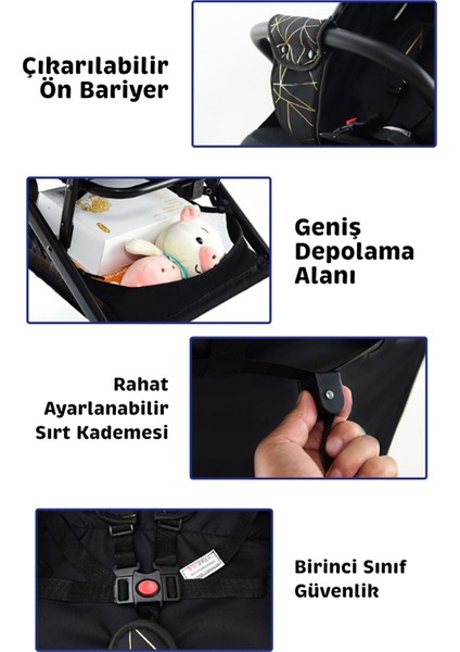 - Merlin Model Compact Bebek Arabası Kabin Boy - Siyah-Sarı