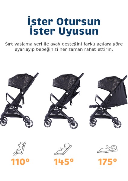 - Merlin Model Compact Bebek Arabası Kabin Boy - Siyah-Sarı