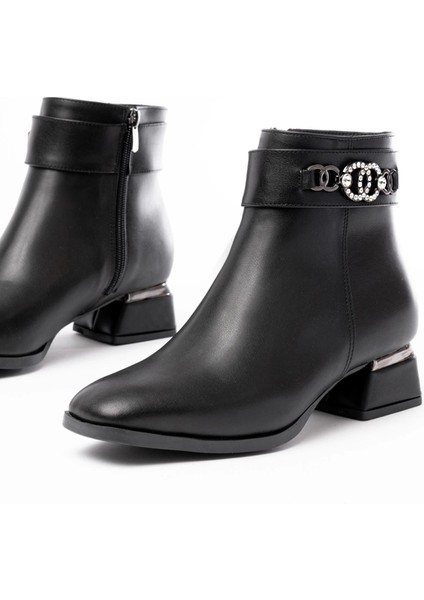 RM-502 Siyah Toka Aksesuarlı Topuklu Fermuarlı Günlük Kadın Bot indirimleri