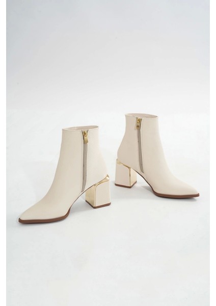 DNZ-409 Bej Fermuarlı Topuklu Kadın Günlük Bot fırsatları