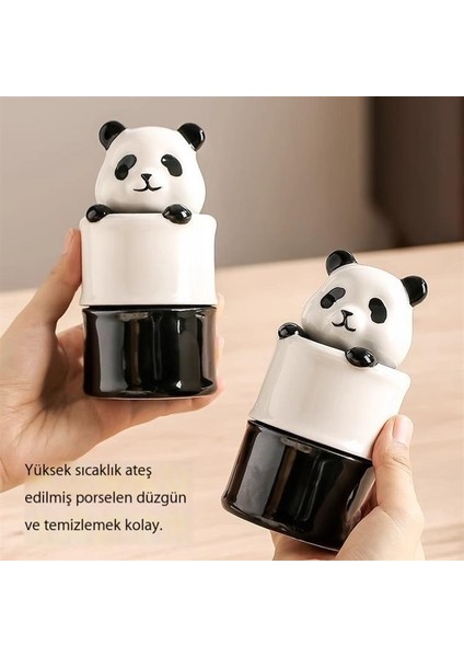 Küçük Hayvan Panda Kürdan Tutucu Seramik Yaratıcı Kürdan Kutusu Ticari Restoran Retro Tarzı Internet Ünlü High-End Kürdan Tutucu (Yurt Dışından)