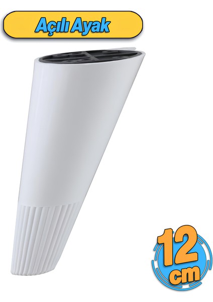 Açılı Konik Beyaz 12 cm Mobilya Yükseltici Baza Ayağı Koltuk Kanepe Altı Puf Ayakları