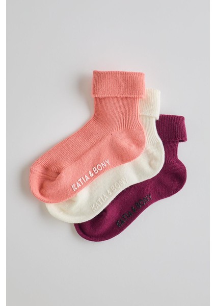 Çocuk 3 Lü Paket Soket Çorap Pembe