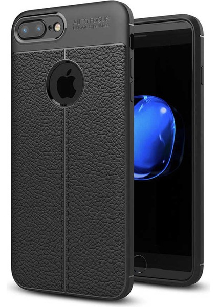 iPhone 8 Plus Kılıf Niss Deri Görünümlü Silikon + Ekran Koruyucu