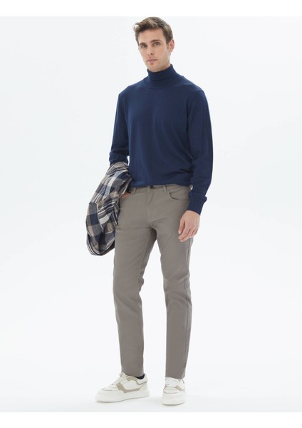 İndigo Tam Balıkçı Yaka Düz Örgü Yün Karışımlı Triko Kazak fiyatları