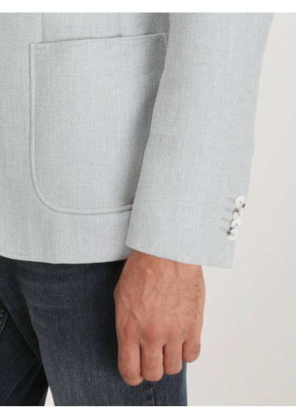 Gri Düz Modern Fit Ceket