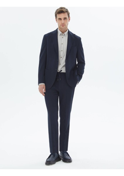 Lacivert Desenli Modern Fit Takım Elbise
