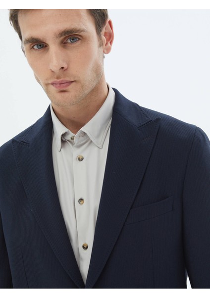 Lacivert Desenli Modern Fit Takım Elbise