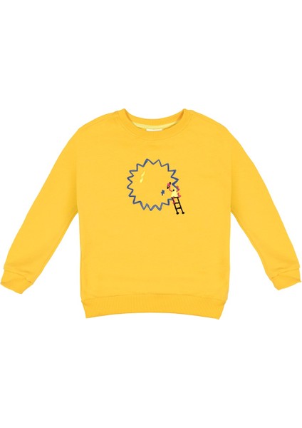 Beetlebeez Çocuk Bisiklet Yaka Nakışlı Sweatshirt - Mango