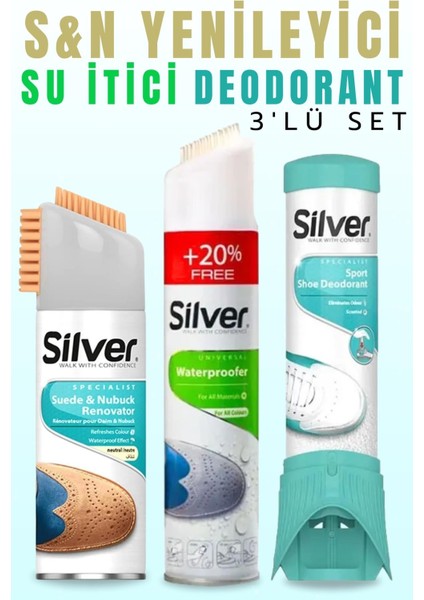 Su İtici Sprey + Unisex Deodorant + Süet Nubuk Natural Sprey 3'lü Set