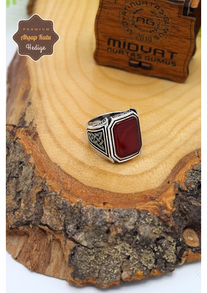 Akik Taşlı Örgü Model 925 Ayar Gümüş Erkek Yüzük 201023362 modelleri