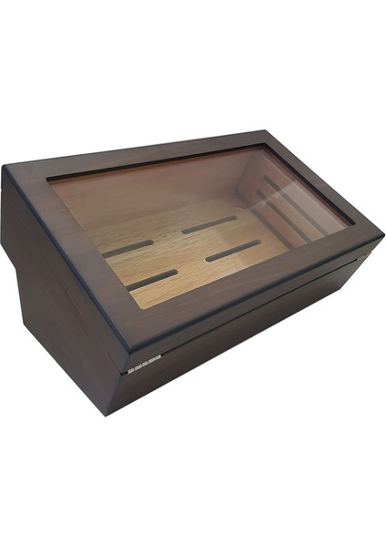 Kahverengi Çekmeceli Camlı Humidor Puro Kutusu RC15X