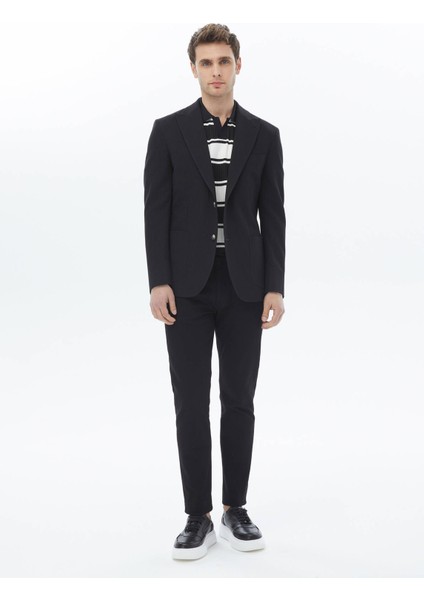 Siyah Çizgili Modern Fit Pamuk Karışımlı Ceket fiyatları