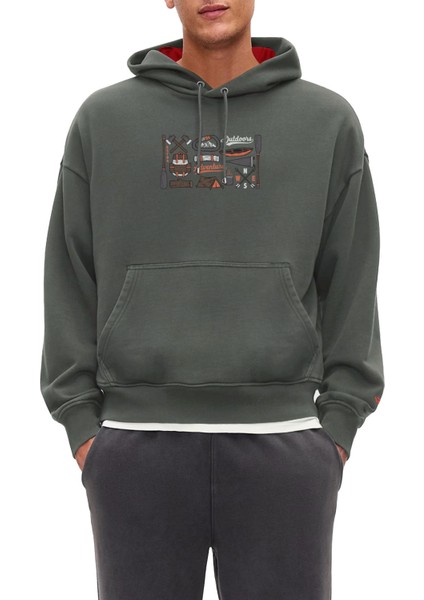 Outdoors Tasarım Kapşonlu Sweatshirt