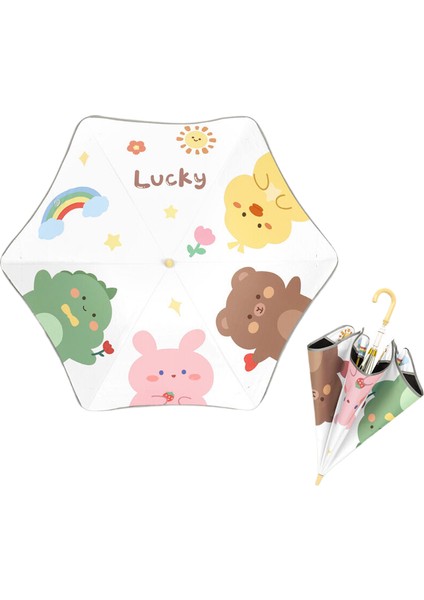 Sevimli Çizgi Yansıtıcı Çocuk Şemsiyesi (Yurt Dışından)