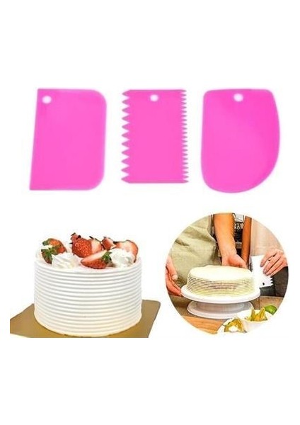 Hamur Kesici Kazıyıcı Dekoratör Set 3lü Pasta Şekillendirici Sıvayıcı