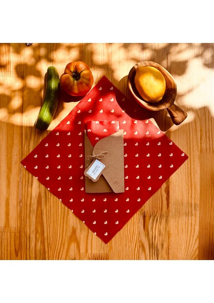 Balmumu Tekrar Kullanılabilen Gıda Saklama Bezi & Kumaşı - 3 Adet - 20X20 cm
