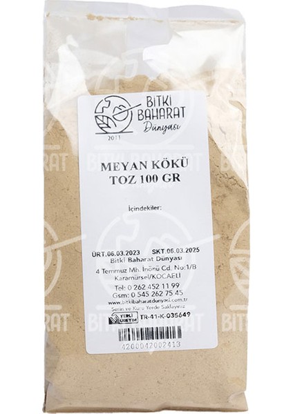 Bitki Baharat Dünyası Meyan Kökü Toz 100 gr