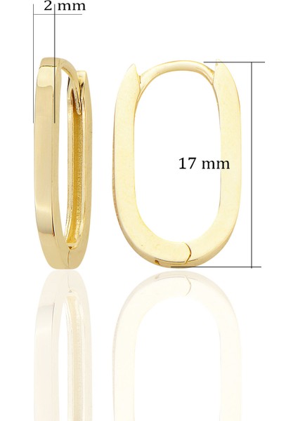 14 Ayar Altın Ataç Sade Minimalist Küpe D015 Sarı Renk 2X17 mm