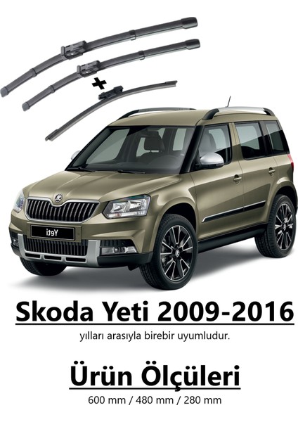 Skoda Yeti Aerodinamik Ön Ve Arka Silecek Seti 2009-2016