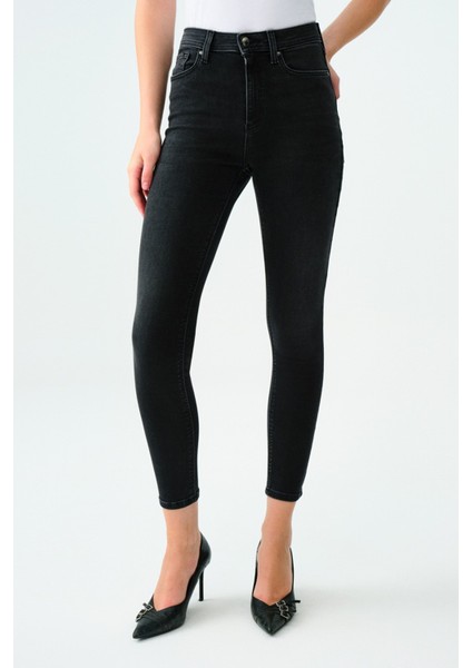 Kadın Skinny Fit Pantolon Yüksek Bel %91 Pamuklu Natalie Modeli Siyah fiyatları