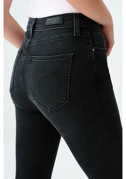 Kadın Skinny Fit Pantolon Yüksek Bel %91 Pamuklu Natalie Modeli Siyah indirimleri