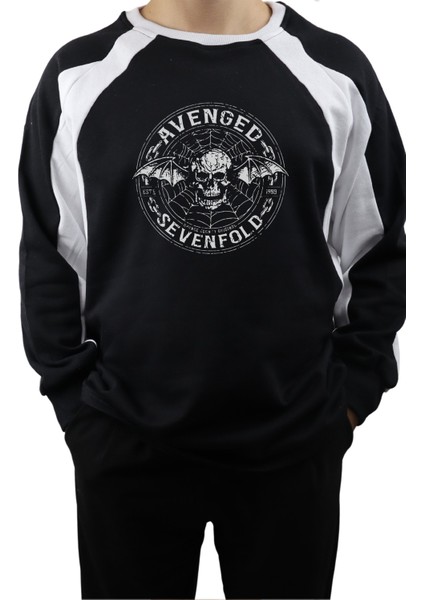 Unisex Avenged Sevenfold Baskılı Kapüşonsuz Sweatshirt, Oversize Bisiklet Yaka Rock Band Sweatshirt fiyatları