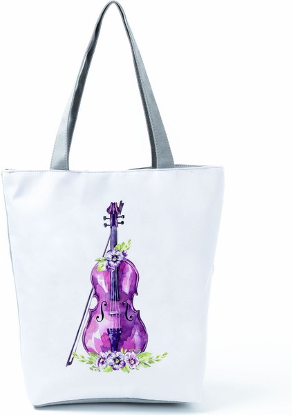 Lingyinteng Yeni Müzik Sembolü Baskılı Omuz Çantası, Modaya Uygun Piyano Anahtarlı Debriyaj, Taşınabilir Büyük Kapasiteli Tote Çanta (Yurt Dışından)