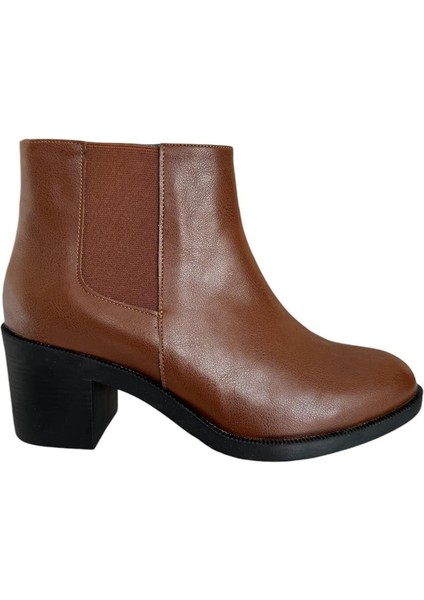 Kadın Kısa Topuklu Fermuarlı Kadın Bot (7 Cm) TABA