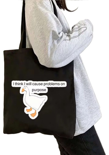 Lingyinteng Sevimli Moda Karikatür Hayvan Omuz Kanvas Tote Çanta Omuz Çantası Alışveriş Çantası (Yurt Dışından)