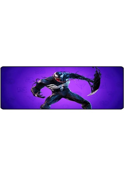 ALKESE 70X30 cm Venom Desenli Dikişli Kaydırmaz Tabanlı Oyuncu Mouse Pad