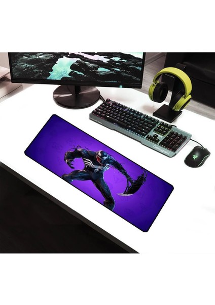 ALKESE 70X30 cm Venom Desenli Dikişli Kaydırmaz Tabanlı Oyuncu Mouse Pad fiyatları